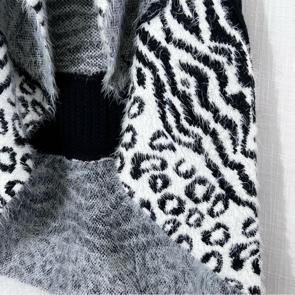 Spense Fuzzy Animal Print Soft Swag Sweater Vest Cardigan Size LP - Picture 5 of 12